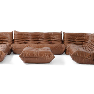 Louvre Modular 150" Vinci 6-pc Leather Sofa, Saddle