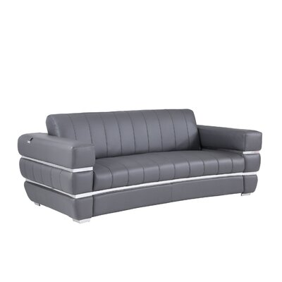 Monza 89" Genuine Leather Square Arm Sofa