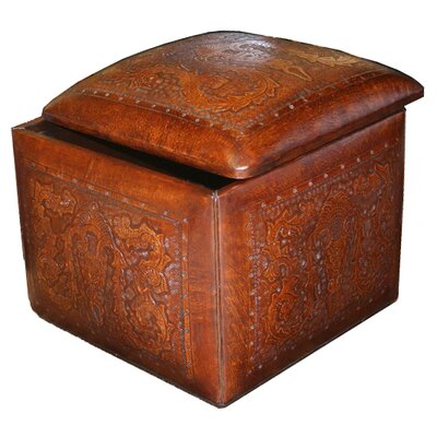 Navarette 18" Wide Genuine Leather Square Storage Ottoman