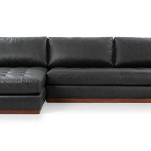 Newport 124" Leather Sofa Sectional Left, Ebony