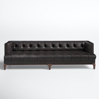 Oden 91.25" Genuine Leather Tuxedo Arm Sofa