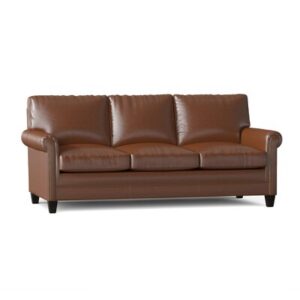 Raylen 80.5" Genuine Leather Rolled Arm Sofa