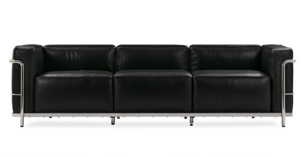 Roche 89" Leather Sofa, Black