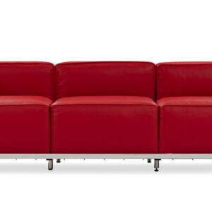Roche 89" Leather Sofa, Red