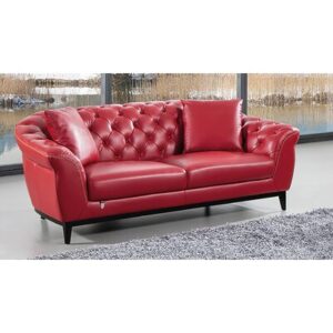 Rukhsar 84" Genuine Leather Rolled Arm Sofa