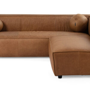 Soho 96" 2-pc Sofa Reversible Leather Sectional, Chestnut