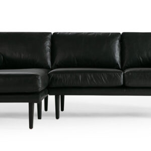 Spectre 81" Leather Sofa Sectional Left, Napoli Black