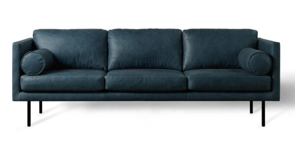 Spectre Luxe 81" Leather Sofa, Midnight Blue