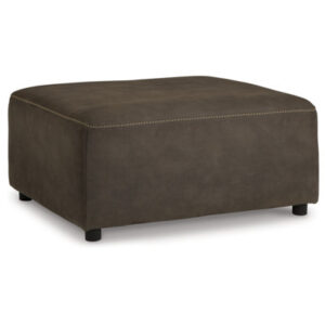 Wells 18" Wide Genuine Leather Square Footstool Ottoman