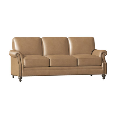 West 82" Genuine Leather Rolled Arm Sofa