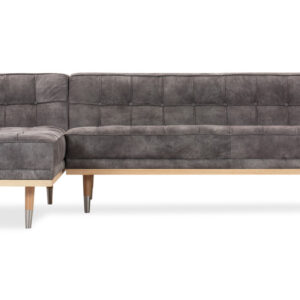 Woodrow Box 100" Leather Sofa Sectional Left, Ash/Elefante
