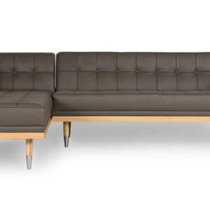 Woodrow Box 100" Leather Sofa Sectional Left, Ash/Grey Aniline