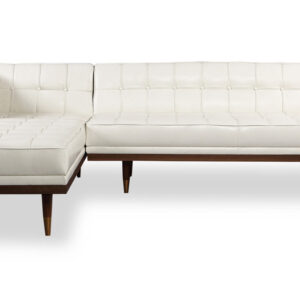 Woodrow Box 100" Leather Sofa Sectional Left, Walnut/White Aniline
