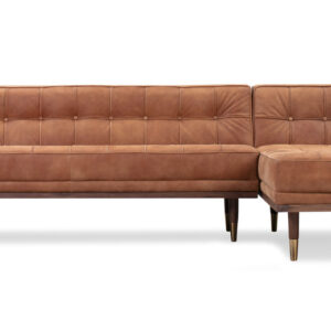 Woodrow Box 100" Leather Sofa Sectional Right, Walnut/Cognac