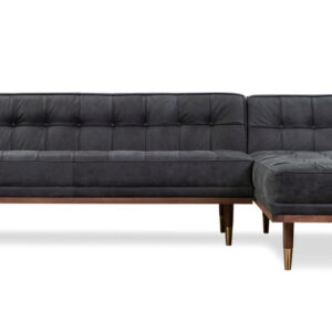 Woodrow Box 100" Leather Sofa Sectional Right, Walnut/Night