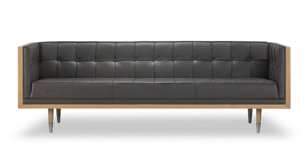 Woodrow Box 87" Leather Sofa, Ash/Grey Aniline