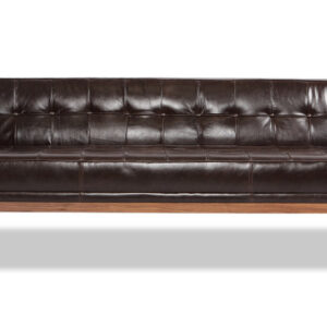 Woodrow Box 87" Leather Sofa, Walnut/Vintage Smoke Distressed Leather