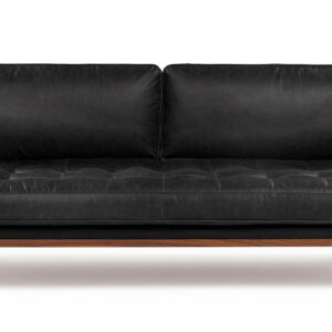 Woodrow Skandi 87" Leather Sofa, Walnut/Black