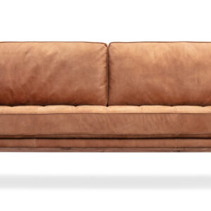 Woodrow Skandi 87" Leather Sofa, Walnut/Cognac