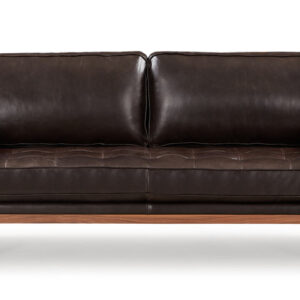 Woodrow Skandi 87" Leather Sofa, Walnut/Saddle Black