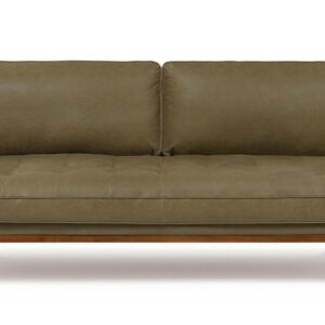 Woodrow Skandi 87" Leather Sofa, Walnut/Verona Olive