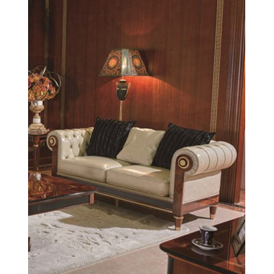 Yeates 73.2" Genuine Leather Rolled Arm Sofa