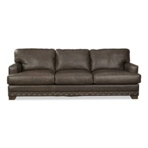 Demoss 100" Genuine Leather Recessed Arm Sofa