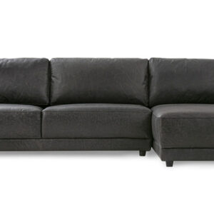Domus 114" Leather Sofa Sectional Right, Ebony