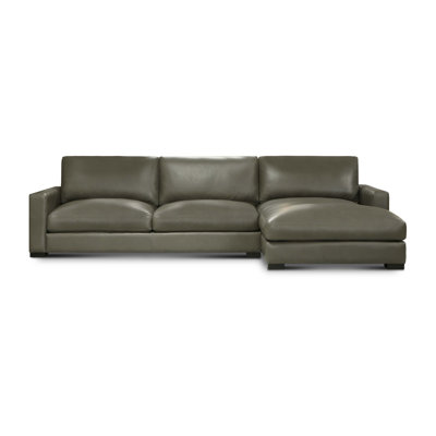 Eudia 130.5" Wide Genuine Leather Sofa & Chaise