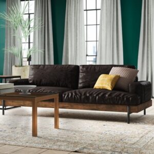 Cadagan 94.68" Genuine Leather Sofa
