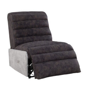 Okzuil Power Motion Recliner In 2-Tone Gray Top Grain Leather And Aluminum