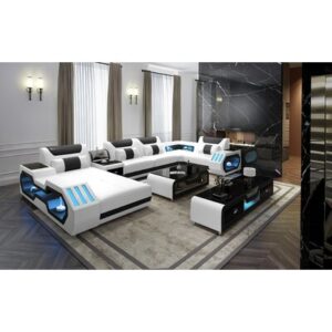 Omont Modern Leather Sectional With Console