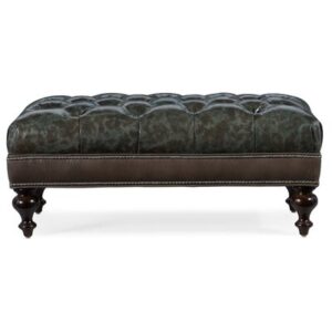 Rects 42.5" Wide Genuine Leather Tufted Rectangle Cocktail Ottoman
