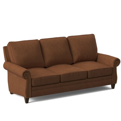 Reddish 88" Genuine Leather Rolled Arm Sofa