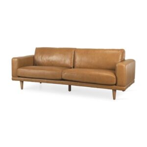 90.6L X 36.6W X 31.5H Tan Leather Sofa