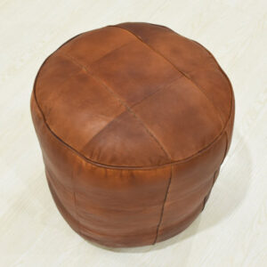 Chapa 20" Wide Genuine Leather Round Pouf Ottoman