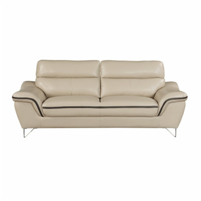Genuine Leather Sofa With Metal Legs