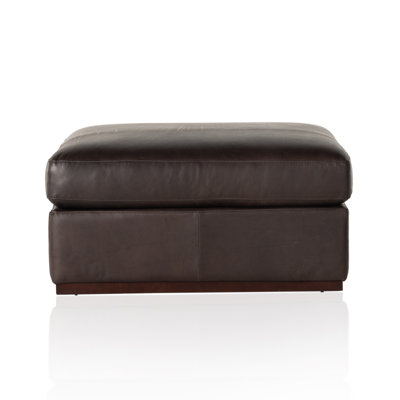 Matteo 35.5" Wide Genuine Leather Square Footstool Ottoman