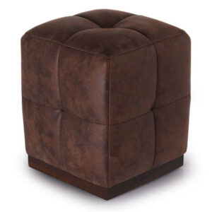 Finland 16.1" Wide Genuine Leather Tufted Square Cube Ottoman