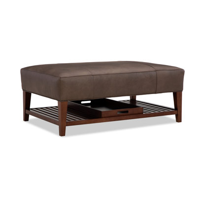 Moresby 48" Wide Genuine Leather Rectangle Cocktail Ottoman with Storage