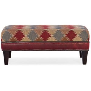 Rects 42.5" Wide Genuine Leather Rectangle Geometric Cocktail Ottoman