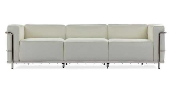 Roche 89" Leather Sofa, White