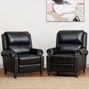 Anre Genuine Leather Recliner With Nail Head Trim