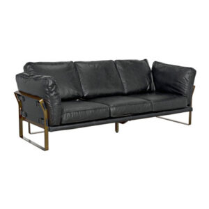 Apollo 87" Genuine Leather Flared Arm Sofa with Reversible Cushions
