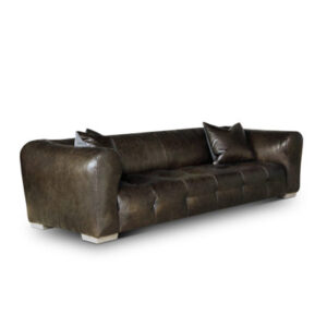 Bondstreet 111" Genuine Leather Round Arm Sofa