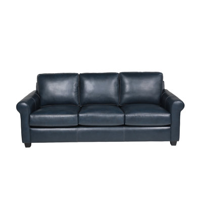 Cataldo 86" Leather Match Rolled Arm Sofa