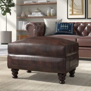 Oxford Leather Upholstered Ottoman