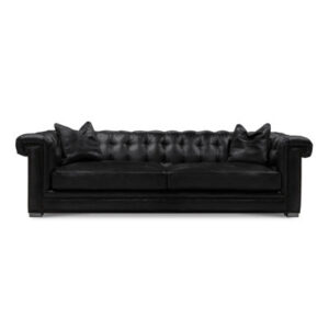 Surrey 102" Genuine Leather Rolled Arm Chesterfield Sofa