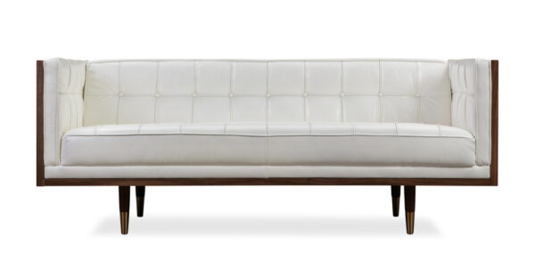 Woodrow Box 71" Leather Sofa, Walnut/White Aniline