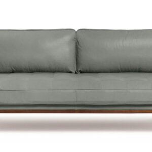 Woodrow Skandi 87" Leather Sofa, Walnut/Verona Azurro